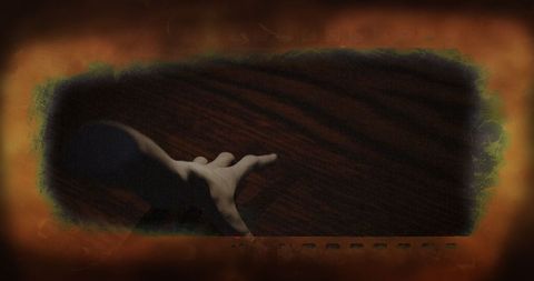 Eerie hand in shadowy atmosphere, creepy and mysterious