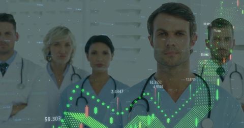 Medical Professionals Analyzing Healthcare Financial Data in Hospital Ward