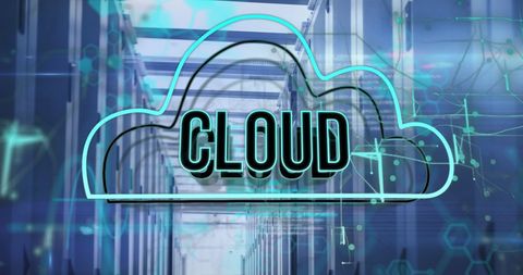 Cloud storage concept in advanced server room environment