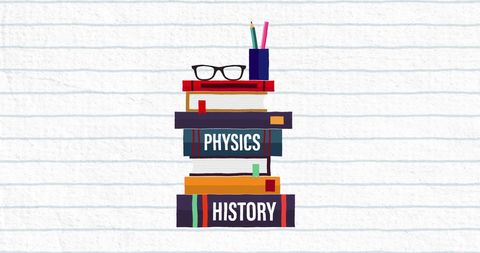 Creative Stack of Books with Glasses and Pencils for Education Theme - Download Free Stock Images Pikwizard.com