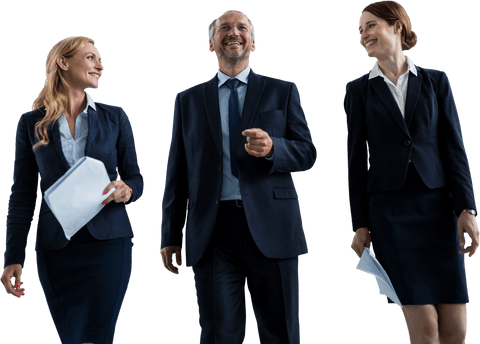 Transparent Business Team with Laughter and Focus