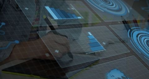 Digital artist crafting data visualizations in modern workspace