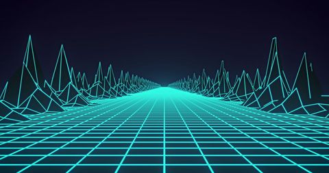 Futuristic Neon Grid with Abstract Peaks - Download Free Stock Images Pikwizard.com