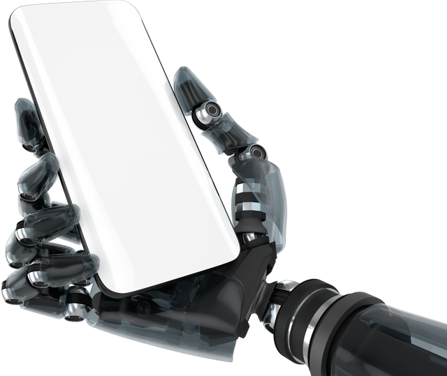 Robotic Hand Holding Smartphone on Transparent Background - Download Free Stock Videos Pikwizard.com