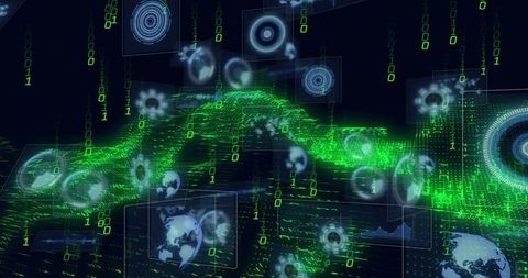 digital binary wave with futuristic holograms - Download Free Stock Images Pikwizard.com
