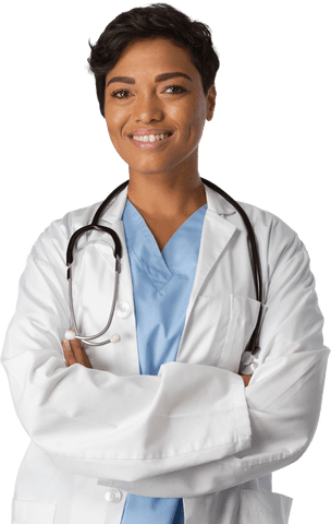 transparent confident female doctor smiling with crossed arms - Download Free Stock Videos Pikwizard.com