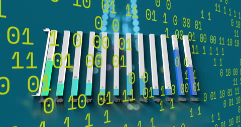 Digital Binary Code Overlay on Financial Graph for Technology Concept