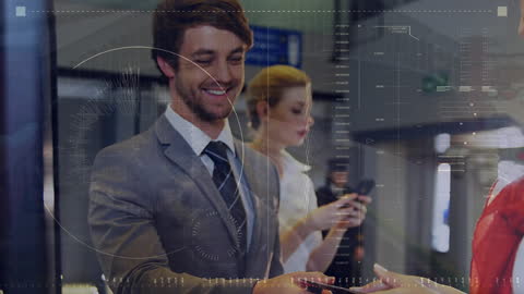 Business Professionals Using Technology at Airport