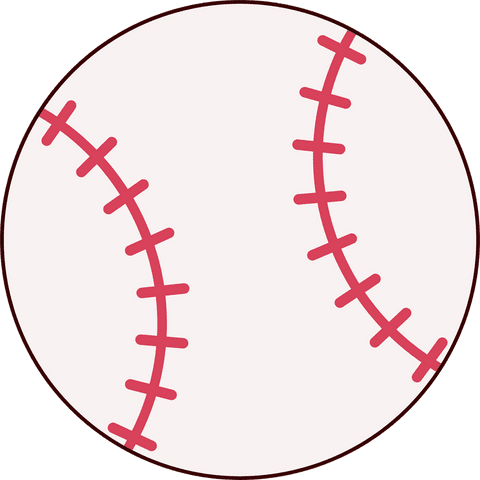 Baseball icon showing red stitching on transparent background