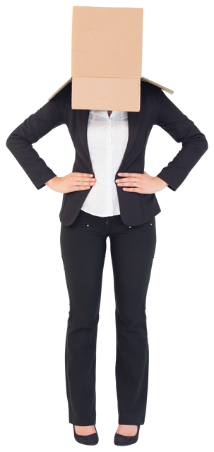 Transparent Businesswoman with Box over Head in Black Suit - Download Free Stock Videos Pikwizard.com