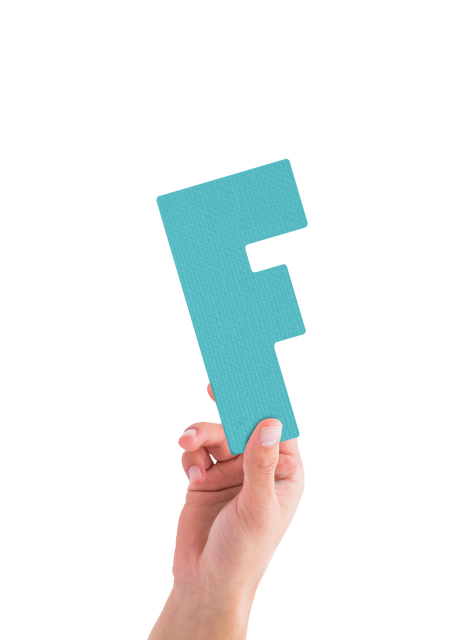 Hand Holding Turquoise Letter F on Transparent Background - Download Free Stock Videos Pikwizard.com