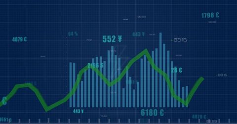 Digital Data Analytics with Financial Graphs and Indigo Background - Download Free Stock Images Pikwizard.com