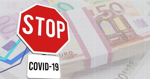 Stop COVID-19 Sign with Euro Currency Highlighting Economic Impact - Download Free Stock Images Pikwizard.com