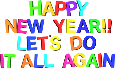 Happy new year colorful text on transparent background