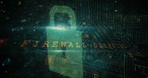 Conceptual depiction of online security breach with disabled firewall