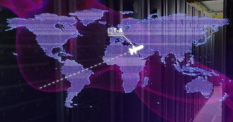 Global Data Transfer with Digital Map Interface - Download Free Stock Images Pikwizard.com