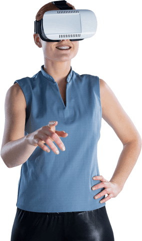 Transparent Smiling Businesswoman Using Virtual Reality Glasses - Download Free Stock Videos Pikwizard.com