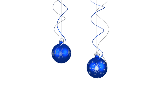 Transparent Floating Blue Christmas Baubles with Ribbons