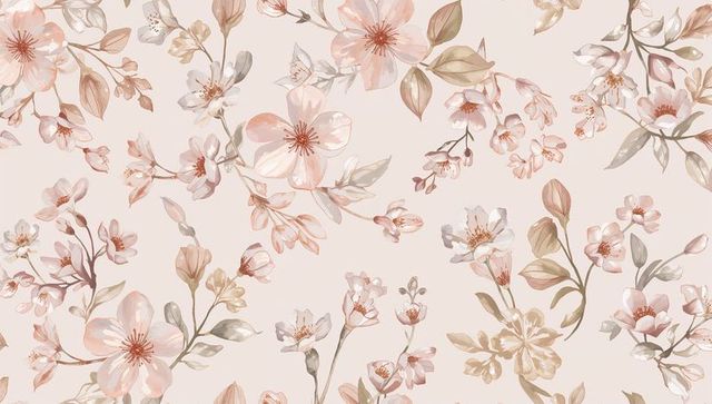 Blossoming peach watercolor floral pattern for wallpaper fabric gift wrap and stationery
