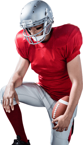 Transparent American Football Player in Red Uniform Holding Football - Download Free Stock Videos Pikwizard.com