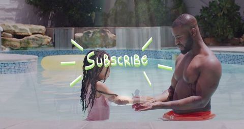 Father and Daughter Enjoying Time in Backyard Pool