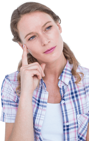 thoughtful caucasian woman on isolated transparent background - Download Free Stock Videos Pikwizard.com