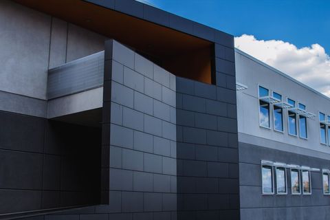 Modern architectural design with reflective windows