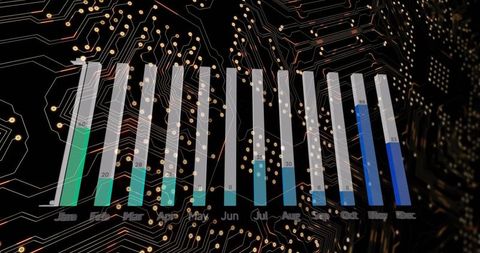 Digital circuit board with interactive bar graph interface