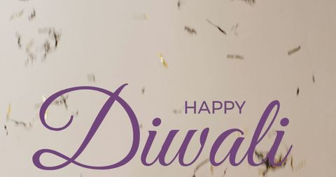 festive diwali text with falling confetti background - Download Free Stock Images Pikwizard.com