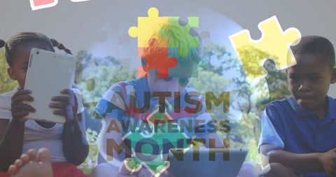 Children Engaged with Tablets Highlighting Autism Awareness Month - Download Free Stock Images Pikwizard.com