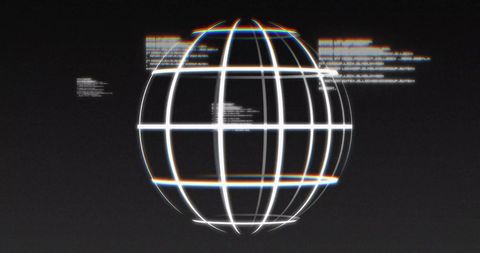 Glowing Wireframe Globe with Digital Data on Dark Background - Download Free Stock Images Pikwizard.com