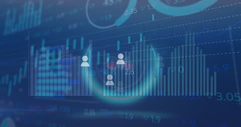 Futuristic Data Analytics with Digital Icons and Graphs