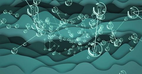 Glowing Network of Human-Icon Nodes in Digital Space