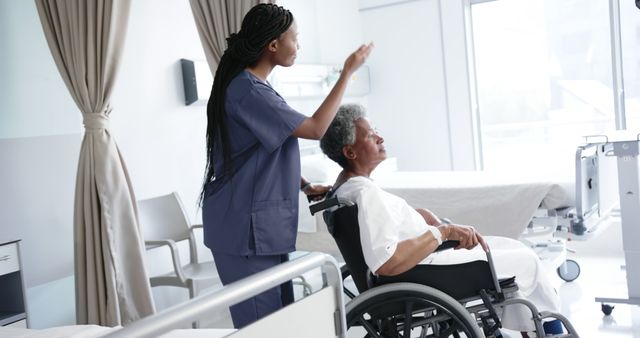 Nurse Assisting Elderly Patient in a Modern Hospital Room - Download Free Stock Images Pikwizard.com