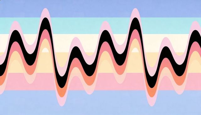 Pastel wavy waveform with layered sinuous stripes and geometric rhythm
