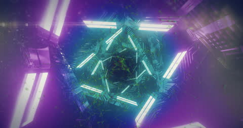 Futuristic Triangular Vortex of Light and Color