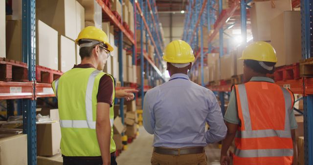 Warehouse Workers Touring Facility in Safety Gear - Download Free Stock Images Pikwizard.com