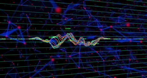 Abstract Financial Data and Graphs on Digital Screen