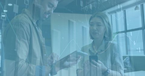 diverse colleagues analyzing digital data together for business success - Download Free Stock Images Pikwizard.com