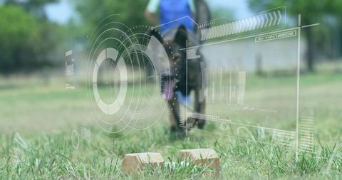 Wheelchair athlete racing with augmented reality interface