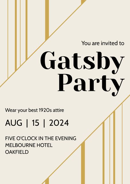 Elegant Gatsby Party Invitation Design with Geometric Lines - Download Free Stock Videos Pikwizard.com