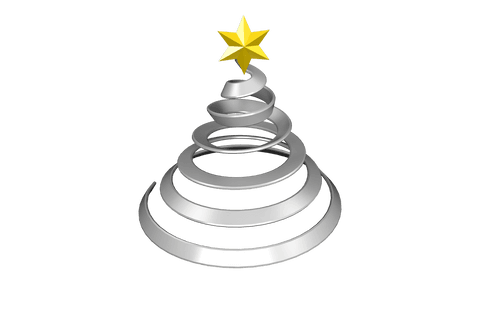 Stylized christmas tree with gold star on transparent background