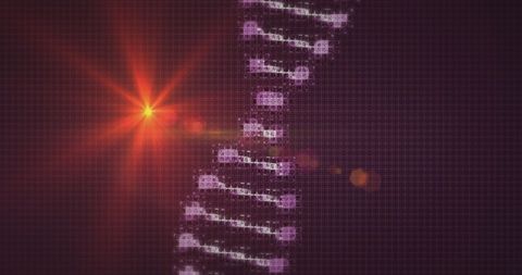 Digital render of dna helix with flare in futuristic setting