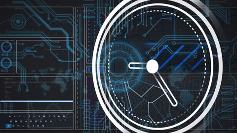 Digital Clock Overlaying Futuristic Data Connections Concept