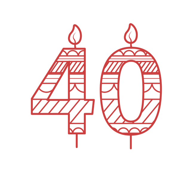 Red Decorative Number 40 Birthday Candle Illustration on Transparent Background - Download Free Stock Videos Pikwizard.com