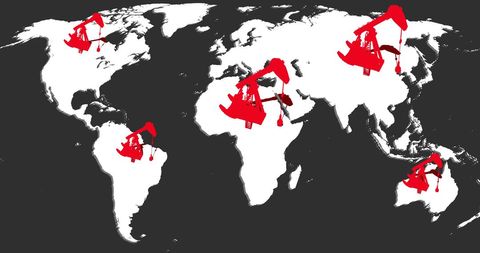 Red Pumpjacks over World Map Representing Global Oil Industry - Download Free Stock Images Pikwizard.com