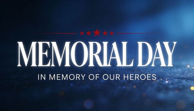 Memorial day tribute banner honoring fallen heroes on deep navy background