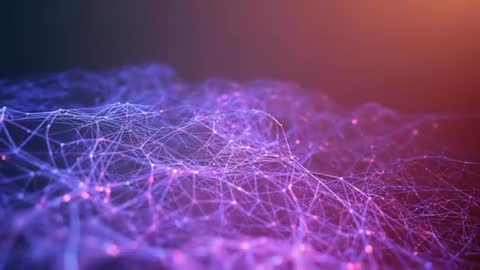 Futuristic Network Landscape with Glowing Nodes Overview