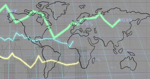Global Economic Trends Highlighted on World Map with Graphs - Download Free Stock Images Pikwizard.com