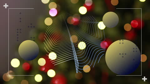 Abstract Globe Shapes Over Festive Christmas Lights